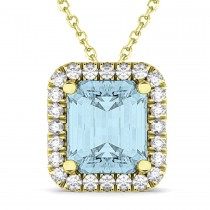 Emerald-Cut Aquamarine & Diamond Pendant 14k Yellow Gold (3.11ct)