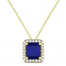 Emerald-Cut Blue Sapphire & Diamond Pendant 14k Yellow Gold (3.11ct)