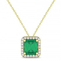 Emerald-Cut Emerald & Diamond Pendant 14k Yellow Gold (3.11ct)