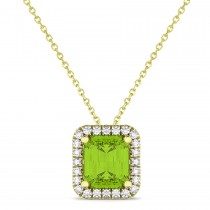 Emerald-Cut Peridot & Diamond Pendant 14k Yellow Gold (3.11ct)