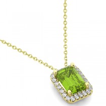 Emerald-Cut Peridot & Diamond Pendant 18k Yellow Gold (3.11ct)