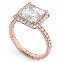 Princess Cut Halo Diamond Engagement Ring 14K Rose Gold (3.58ct)