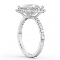 Princess Cut Halo Diamond Engagement Ring 14K White Gold (3.58ct)