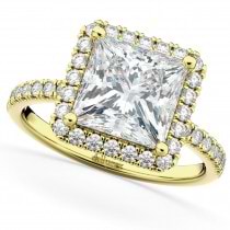 Lab Grown & White Diamonds Princess-Cut Halo Bridal Set 14K Yellow Gold (3.85ct)