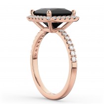 Princess Cut Halo Black Diamond Engagement Ring 14K Rose Gold (3.58ct)