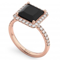 Princess Cut Halo Black Diamond Engagement Ring 14K Rose Gold (3.58ct)