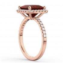 Princess Cut Halo Garnet & Diamond Engagement Ring 14K Rose Gold 3.47ct