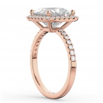 Princess Cut Halo Moissanite & Diamond Engagement Ring 14K Rose Gold 3.35ct