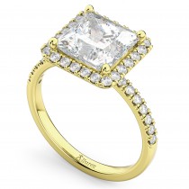 Princess Cut Halo Moissanite & Diamond Engagement Ring 14K Yellow Gold 3.35ct