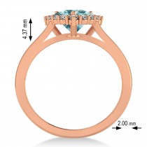 Diamond & Aquamarine Trillion Cut Ring 14k Rose Gold (1.28ct)