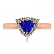 Diamond & Blue Sapphire Trillion Cut Ring 14k Rose Gold (1.78ct)