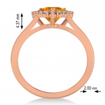 Diamond & Citrine Trillion Cut Ring 14k Rose Gold (1.26ct)