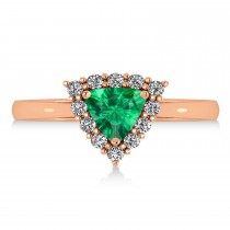 Diamond & Emerald Trillion Cut Ring 14k Rose Gold (1.28ct)