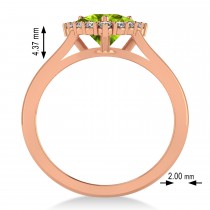 Diamond & Peridot Trillion Cut Ring 14k Rose Gold (1.53ct)