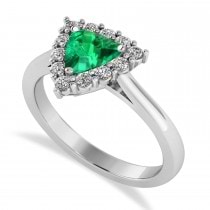Diamond & Emerald Trillion Cut Ring 14k White Gold (1.28ct)
