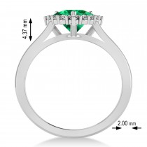 Diamond & Emerald Trillion Cut Ring 14k White Gold (1.28ct)