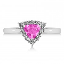 Diamond & Pink Sapphire Trillion Cut Ring 14k White Gold (1.78ct)