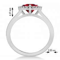 Diamond & Ruby Trillion Cut Ring 14k White Gold (1.79ct)
