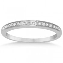 Half Eternity Micro Pave Diamond Wedding Ring 14K White Gold 0.10ctw