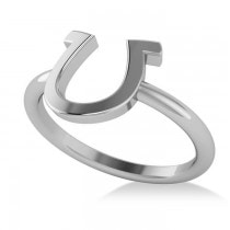 Centered Horseshoe Fashion Ring 14k White Gold