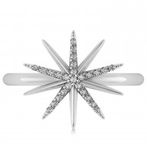 Diamond Accented Starburst Fashion Ring 14k White Gold (0.13ct)