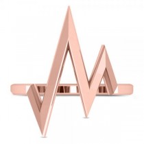 Heartbeat Pulse Vital Sign Fashion Ring Plain Metal 14k Rose Gold