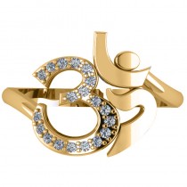 Ohm Sign Diamond Fashion Ring 14k Yellow Gold (0.19ct)