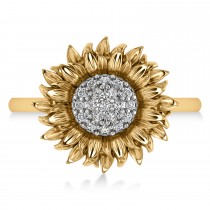 Diamond Sunflower Fashion Ring 14k Two-Tone Gold (0.19ct)