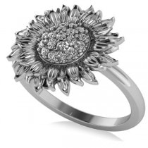 Diamond Sunflower Fashion Ring 18k White Gold (0.19ct)