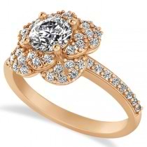 Diamond Flower Style Engagement Ring in 14k Rose Gold (1.27ct)