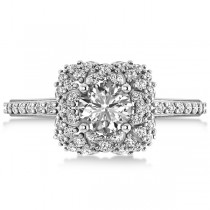 Diamond Flower Style Engagement Ring in 14k White Gold (1.27ct)