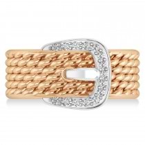 Diamond Belt Buckle Ring 14k Rose Gold (0.15 ct)