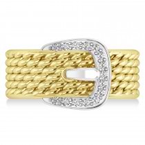 Diamond Belt Buckle Ring 14k Yellow Gold (0.15 ct)