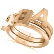 Capital Initial Ring Stackable Plain Metal 14k Rose Gold