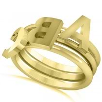 Capital Initial Ring Stackable Plain Metal 14k Yellow Gold