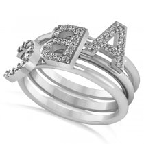 Diamond Capital Initial Ring Stackable 14k White Gold (0.10ct)