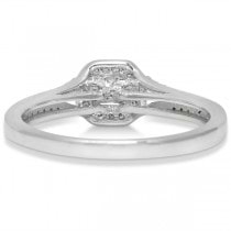 Square Halo Engagement Ring & Wedding Band Set 14k White Gold 0.40ct