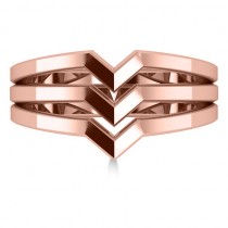 Triple Row Chevron Ladies Fashion Ring Plain Metal 14k Rose Gold