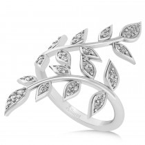 Diamond Olive Leaf Vine Fashion Ring 14k White Gold (0.28ct)