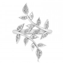Diamond Olive Leaf Vine Fashion Ring 14k White Gold (0.28ct)