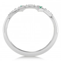 Emerald Olive Leaf Vine Fashion Ring 14k White Gold (0.28ct)