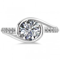 Diamond Twisted Engagement Ring in 14k White Gold (1.71ct)