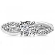 Diamond Accented Bypass Engagement Ring in 14k White Gold (1.16ct)