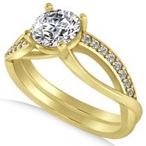 Diamond Accented Bypass Engagement Ring in 14k Yellow Gold (1.16ct)