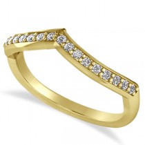 Diamond Accented Contoured Wedding Band in 14k Yellow Gold (0.19ct)