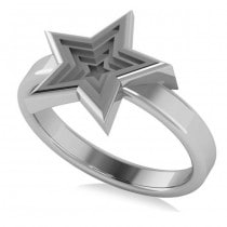 Three Dimensional Star Fashion Ring 14k White Gold