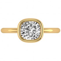 Cushion Cut Diamond Solitaire Engagement Ring 14k Yellow Gold (1.40ct)