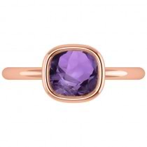 Cushion Cut Amethyst Solitaire Engagement Ring 14k Rose Gold (1.90ct)