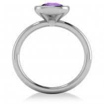 Cushion Cut Amethyst Solitaire Engagement Ring 14k White Gold (1.90ct)