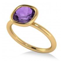 Cushion Cut Amethyst Solitaire Engagement Ring 14k Yellow Gold (1.90ct)